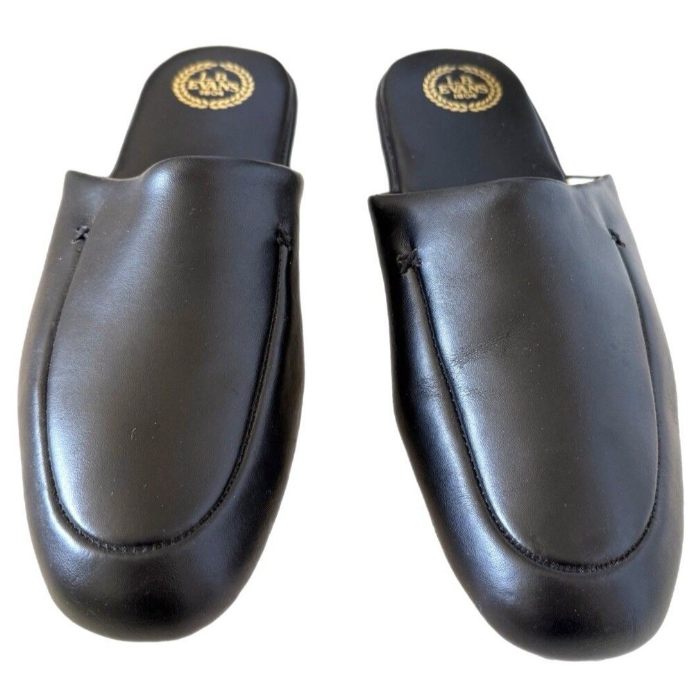 L.B. Evans 1804 Duke Black Slip On Padded Leather Slippers Men’s Size 10.5M